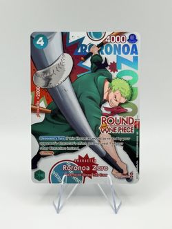 One Piece x Round 1 ENGLISH Promo Card Roronoa Zoro PRB02-006