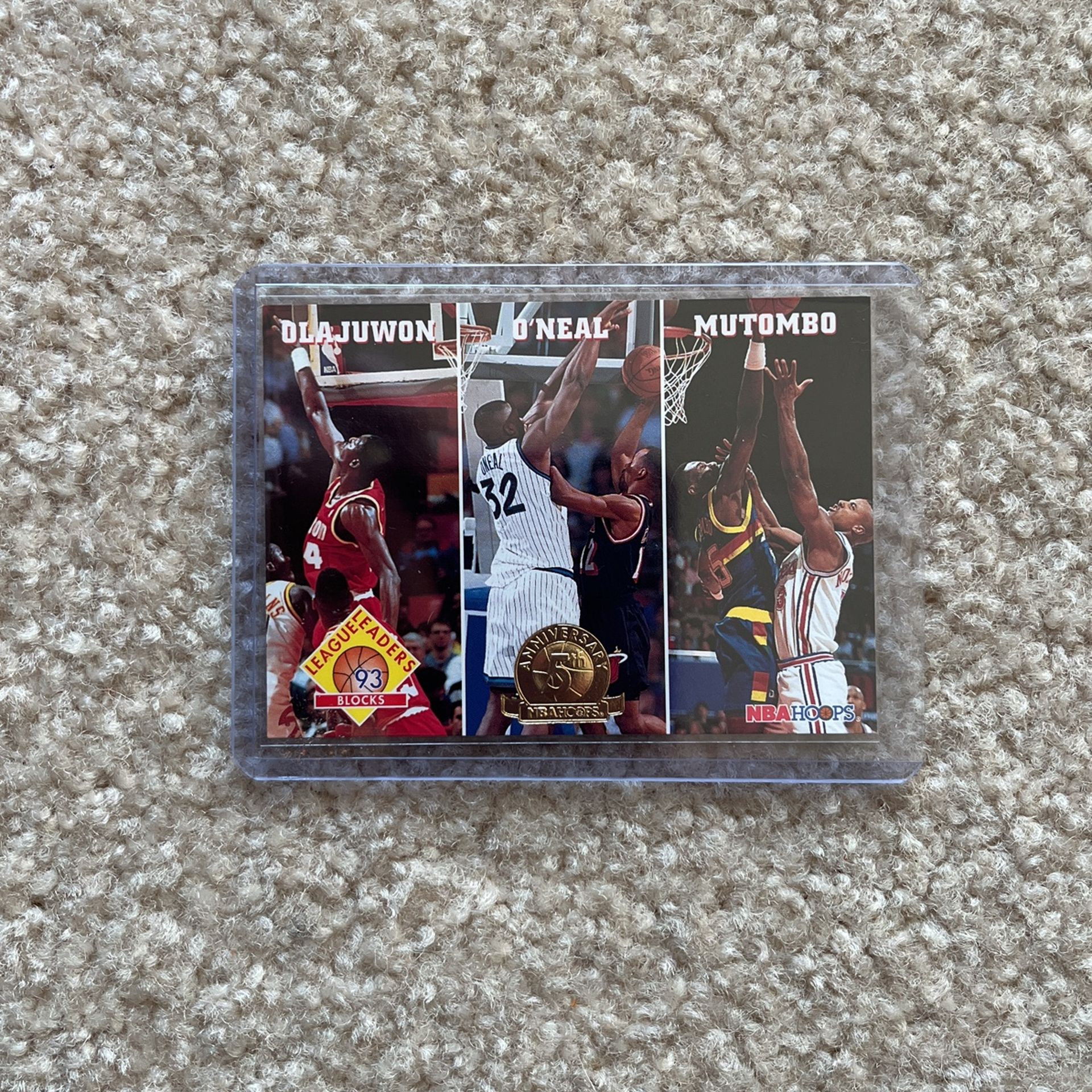 Olajuwon O’Neal And Mutombo #290 (Gold 5th Anniversary ) Blocks League Leaders …. 1993 Hoops