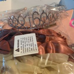 cajita con corona gloves y  adorno del pastel para la fiesta de 16 años 