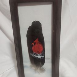 Northern Cardinal hand painted feathers
