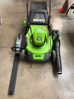 Greenworks Pro 60V 21" Lawn Mower with Blower and EGO Hedge Trimmer Bundle