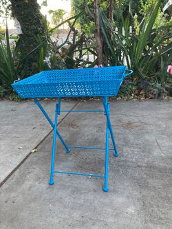 Metal tray or side table blue