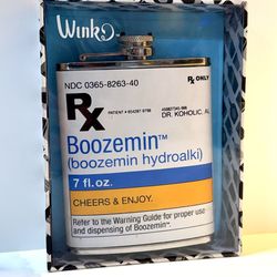 Wink Boozemin Rx Only Flask 7 oz Funny Prescription Novelty Alcohol Flask