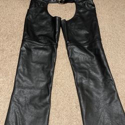 Men’s Genuine Leather Biker/Motorcycle Chaps 