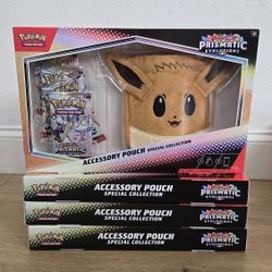For Sale:
Brand New in Box Pokemon Trading Card Game TCG Scarlet & Violet Prismatic Evolutions Eevee Accessory Pouch Special Collection