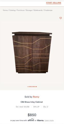 CB2 Brass Inlay Cabinet (28”Wx 16”1/4Dx36”1/4H) !!READ DESCRIPTION!!
