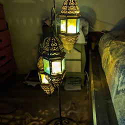 Moroccan Hanging Lanterns On Metal Stand