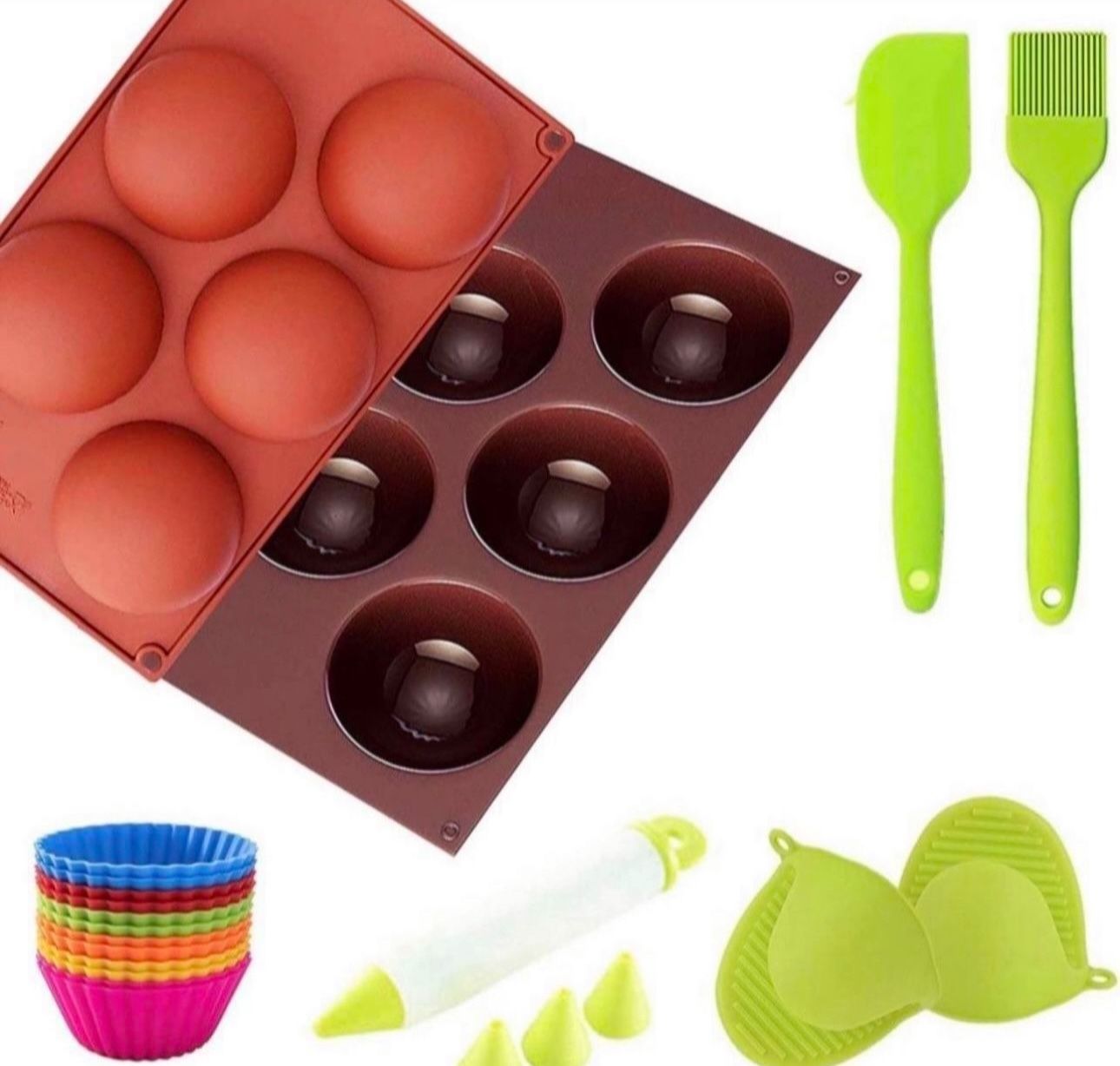 WYRRAL Semi Sphere Silicone Mold, 13 Pcs Set- Half Sphere Silicone Baking Molds for Making Chocolate, Cake, Jelly, Dome, Mousse, Ball Molds for Baking