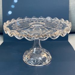 Vintage Cut Glass Sawtooth Cake Stand 