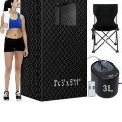 Portable Steam Sauna，3'x 3' x 5.9' Full Body Sauna Box for Home, Sauna Tent Sauna Box 