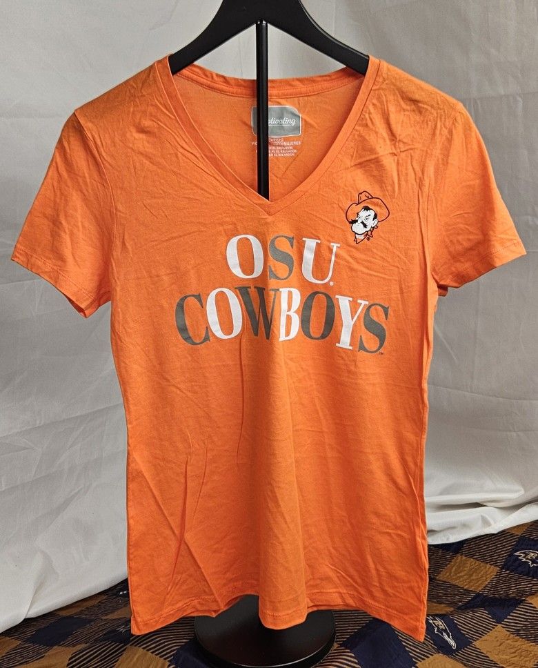 Women's Captivating Oklahoma State Cowboys Orange Short Sleeve T-Shirt Size Small
