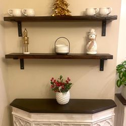 Solid Wood Shelving Unit with Buffet and Storage Drawers