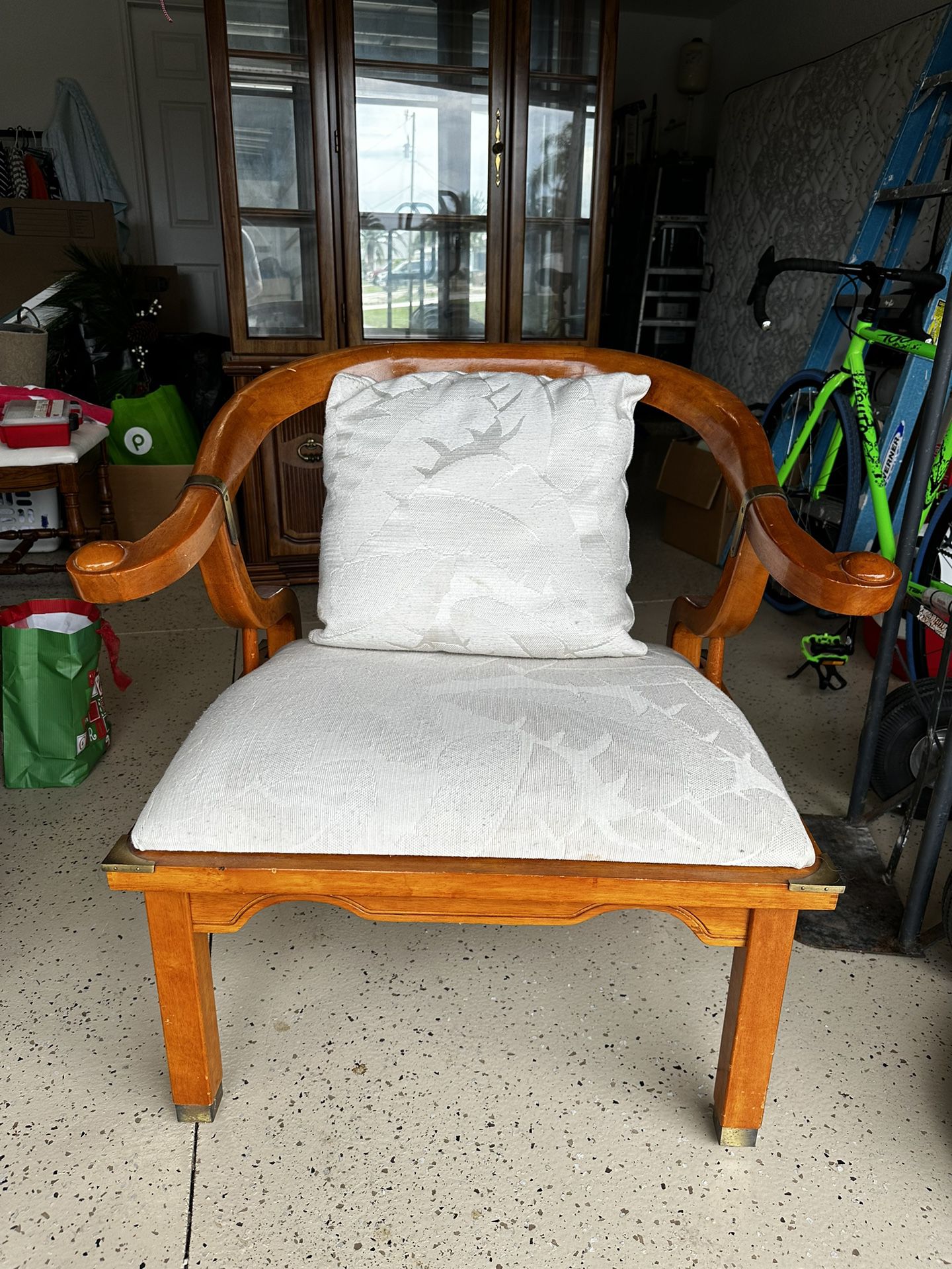 White Furnished Wooden Chair ANTIQUE