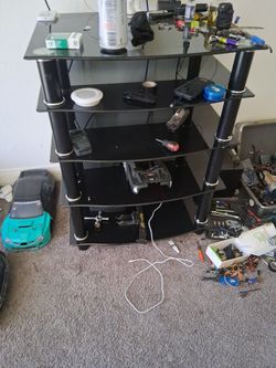 Black glass shelf