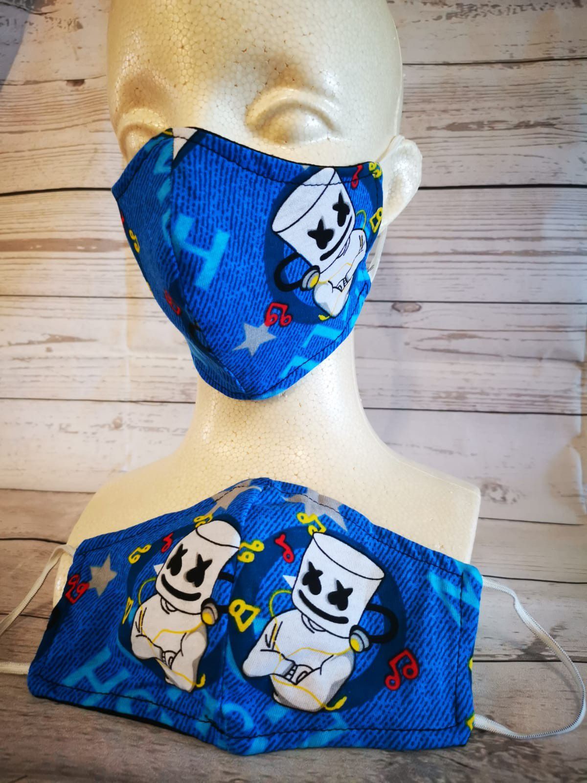 Adult Face mask (marshmello fortnite): Hand made mask, reversible, reusable, washer and dryer safe.
