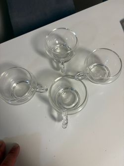 Set of 4 Clear Glass Espresso Cups