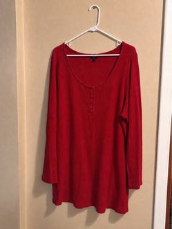 Torrid Blouse Size 4X Red Waffle Knit Tunic Top