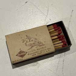 Rare Vintage Matchbook Diamond Safety New York Horse Illustration Box