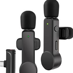 New in box 2 Pack Lavalier Microphone USB C Wireless Lav Mic for Android Phone Noise Canceling Mini Lapel Mic Type C for Samsung iPhone 15 (USB-C) Vid