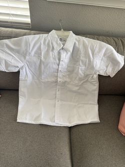 White Short Sleeve Button-Up Work Shirt