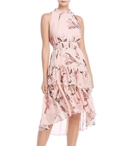 Eliza J Floral Asymmetric Tiered Dress