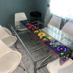 Glass Table With 6 Chairs