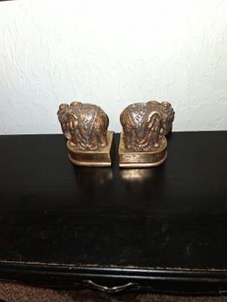 Pair Gold Elephant Bookends