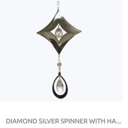 Diamond Shape Silver Wind Spinner W Crystals