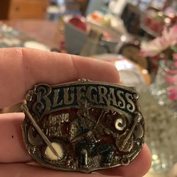  Vintage Girls Pewter Bluegrass Belt Buckle 