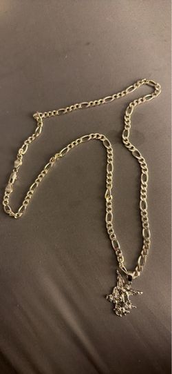 Silver Figaro Chain Necklace with St Micheal’s Pendant