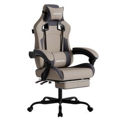 294 Gaming Chair with Massage,Ergonomic PC Gaming Chair with Footrest Comfortable Headrest and Lumbar Support, High Back, 300LBS (Grey)
