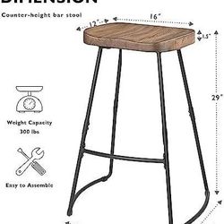New  Set of 2, Bar Height Stools 29 Inch Kitchen Bar Stools,