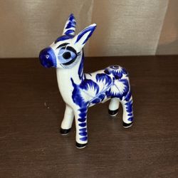 Vintage Blue And white Porcelain Donkey