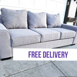 FREE DELIVERY ✅️ Spacious Light Grey Couch Sofa Nicely Cushioned 1pc