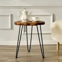 NEW Natural Wood Live Edge with Hairpin Black Metal Legs + Modern Side or End Table