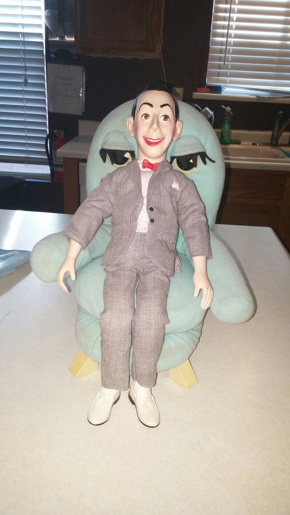 1987 PEE WEE'S PLAYHOUSE PEE WEE HERMAN DOLL RARE AND CHAIRRY PUPPET RARE