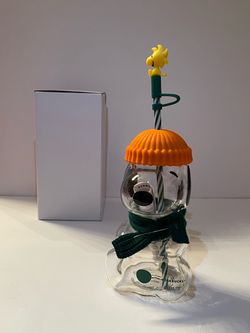 Starbucks x Peanuts Snoopy Glass Cup with Straw