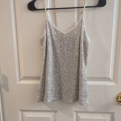 Color (Silver) Tank Top With A V. 