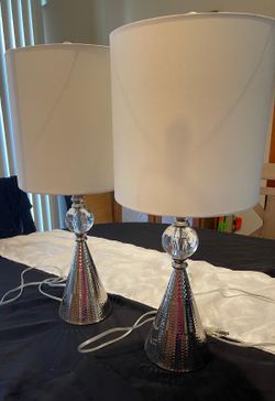 Modern Silver Crystal Table Lamps – Set of 2