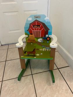 LVRIN Kids Wooden Rocking Chair Farm Animal Theme