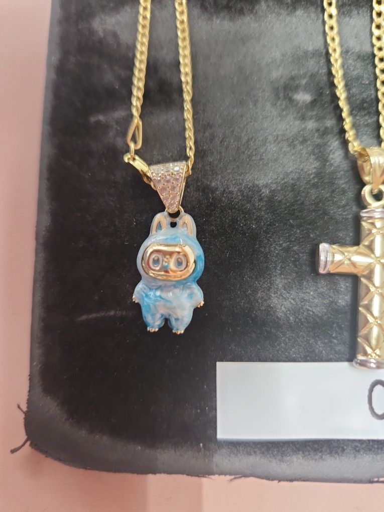 Gold Labubu Charm + Chain 10k Real Not Plated