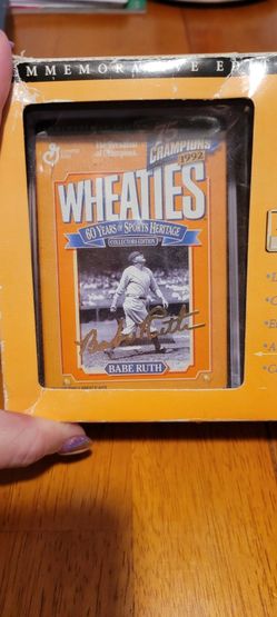 Gold Autograph Babe Ruth Mini Wheaties Collectable Box