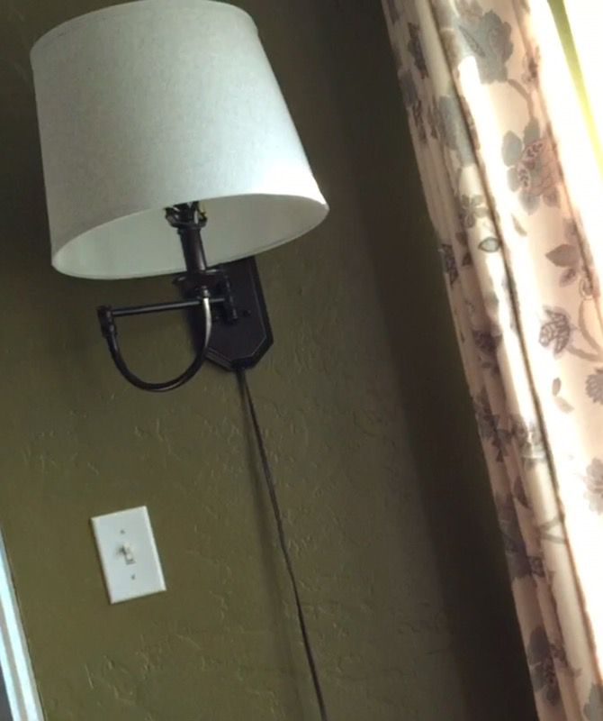 Wall lamp-swing arm, touch on/off dimmer, plug in.