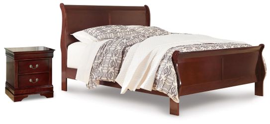 Alisdair Reddish Brown Queen Sleigh Bed and Nightstand (Online Special Price)