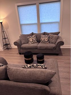 2-Piece Gray Living Room Set (Sofa + Loveseat)