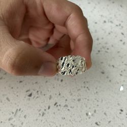 925 Silver Nugget Ring With Diamond Cut 