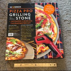 SET OF PIZZA STONE & THERMOMETER PRO KIT 15” ROUND HANDHELD LASER (NEW)