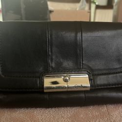 Coach Black Leather Wristlet 