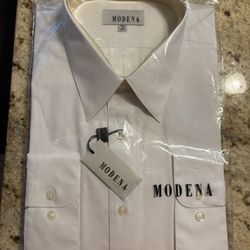 MODENA Long Sleeve Dress Shirt Mens 18 36/37 Tall Man