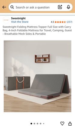 Folding Mattress Topper Full Size 4-Inch Foldable Mattress for Travel, Camping, Guest